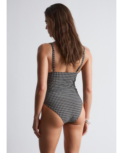 & Other Stories Black V-Neck Swimsuit
