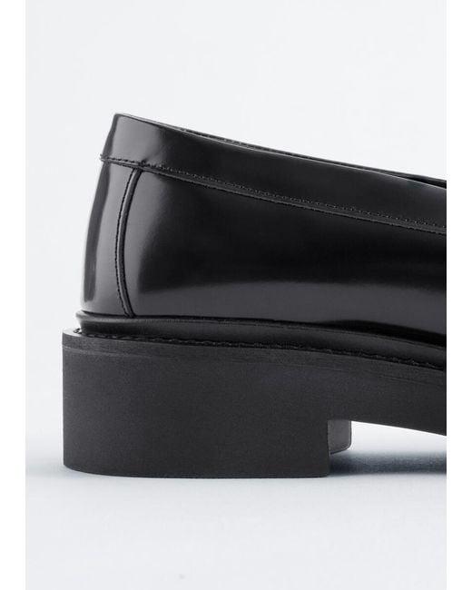 & Other Stories Black Fringle Leather Loafers