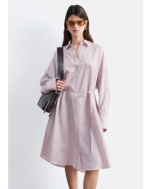 & Other Stories Pink Printed Silk-Cotton Midi Dress