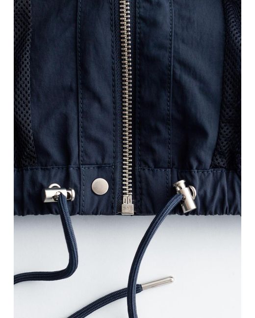 & Other Stories Blue Stand-Collar Drawstring Jacket