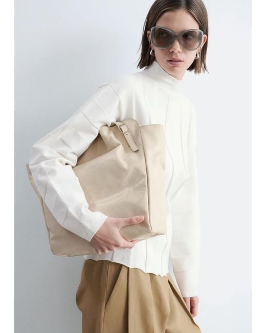& Other Stories White Ribbed Mock-Neck Top