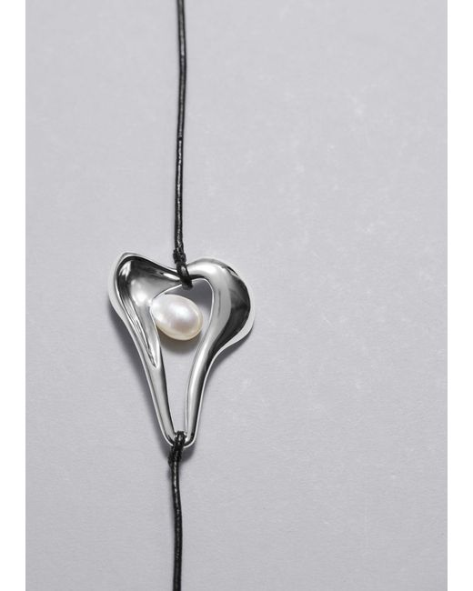 & Other Stories Metallic Pendant Cord Necklace