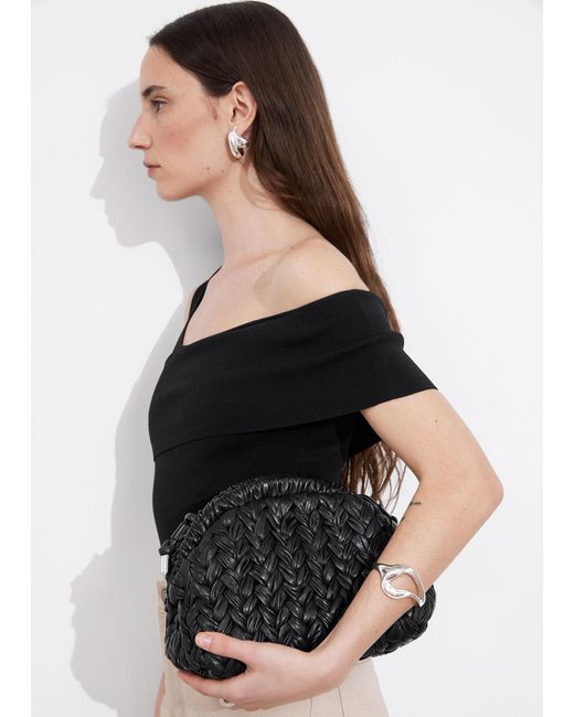 & Other Stories Black Asymmetric One-shoulder Top