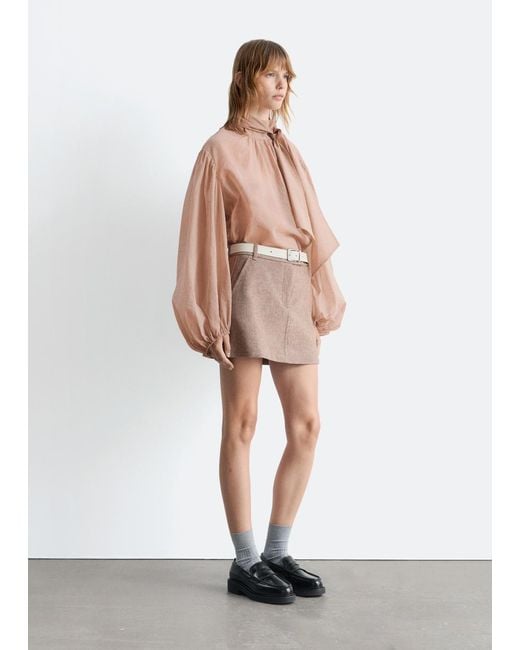 & Other Stories Brown Wool Mini Skirt