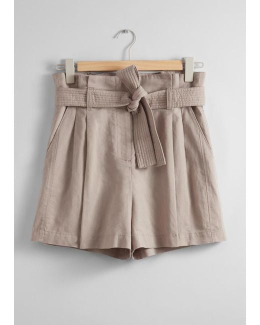 & Other Stories Multicolor Linen-Blend Paperbag Shorts