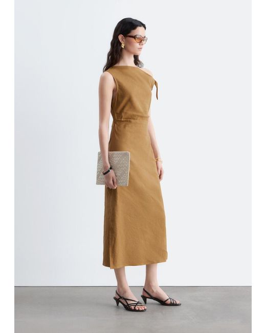 & Other Stories White Asymmetric Midi Dress