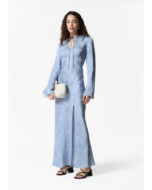 & Other Stories Blue Jacquard Maxi Dress