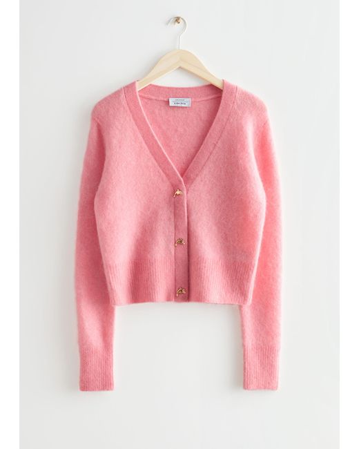 & Other Stories Pink Gold Button Cardigan