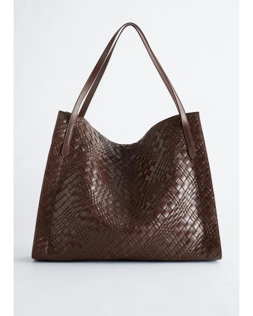 & Other Stories Brown Open Braided Leather Tote