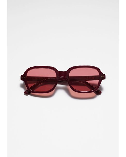 & Other Stories Red Rectangular Frame Sunglasses