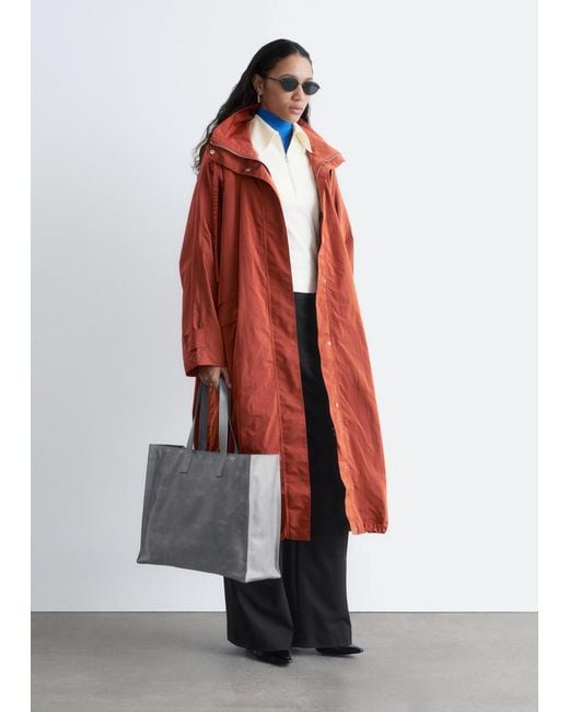& Other Stories Red Technical Nylon Hooded Parka