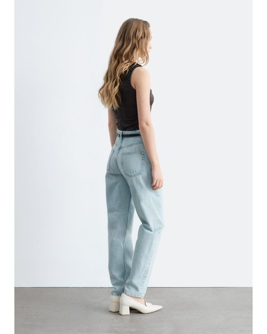 & Other Stories Black Ruched Keyhole-Neck Top