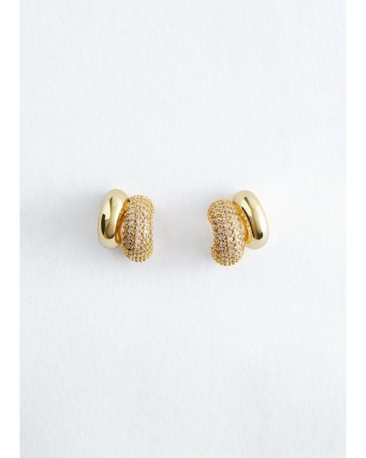 & Other Stories White Two-Part Crystal Hoop Earrings