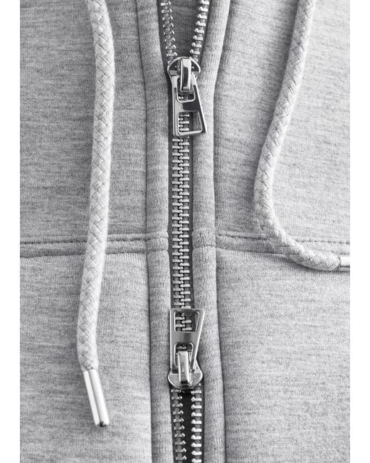 & Other Stories Green Cropped Scuba Zip-Up Hoodie