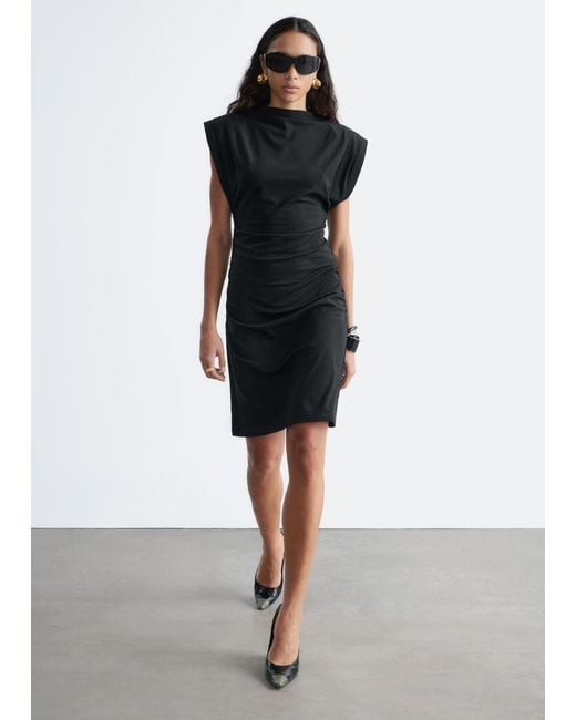 & Other Stories White Draped Jersey Mini Dress