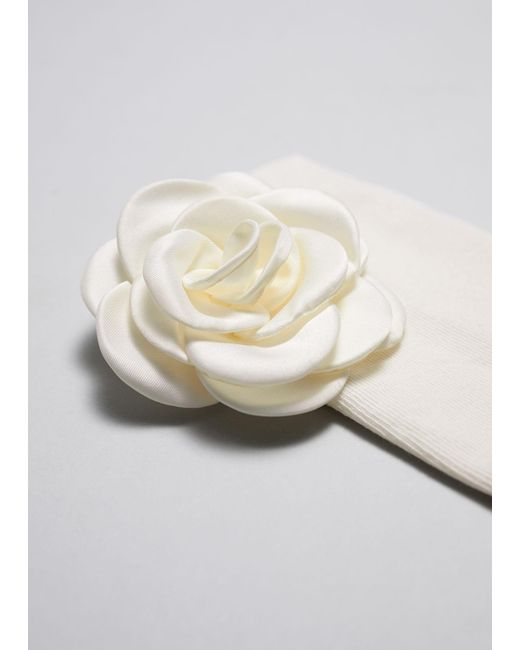 & Other Stories White Rose Appliqué Socks