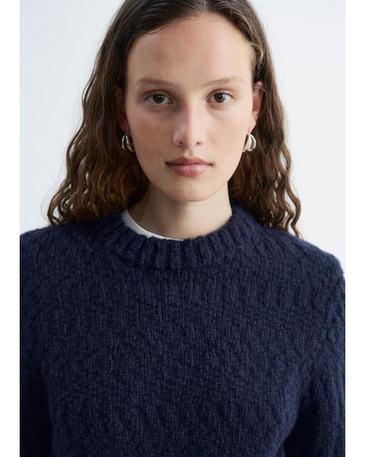 & Other Stories Blue Wool-Cotton Bouclé Jumper