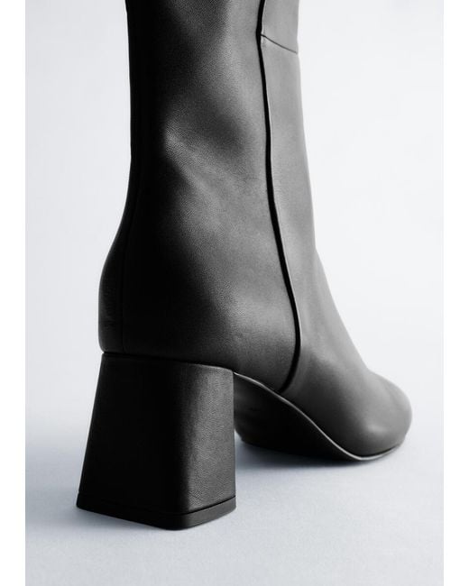 & Other Stories Gray Knee-High Leather Boots