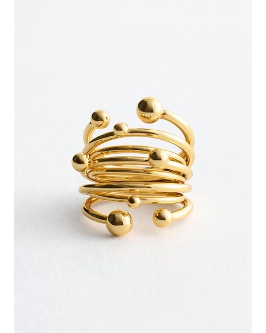 & Other Stories Metallic Spherical Stacked Ring