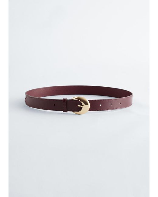 & Other Stories Red Crescent-Buckle Leather Belt