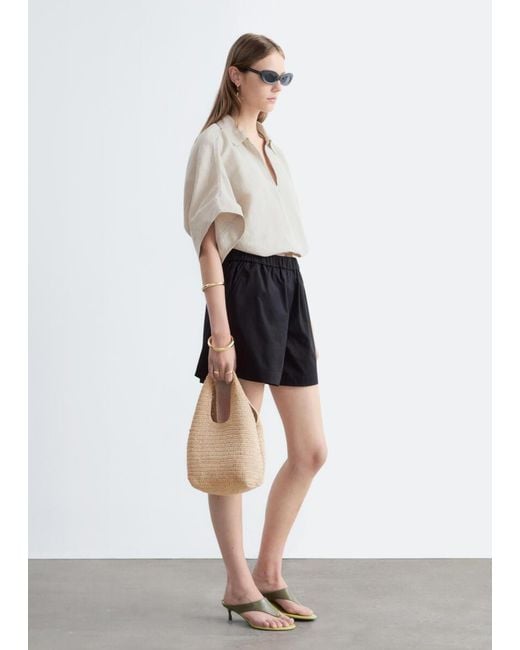 & Other Stories White High-Waist Cotton Shorts