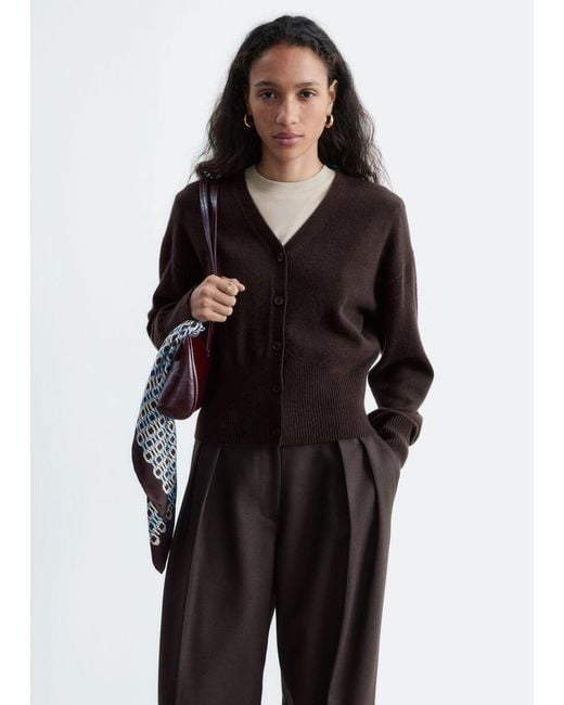 & Other Stories Black Wool Corset Rib Cardigan