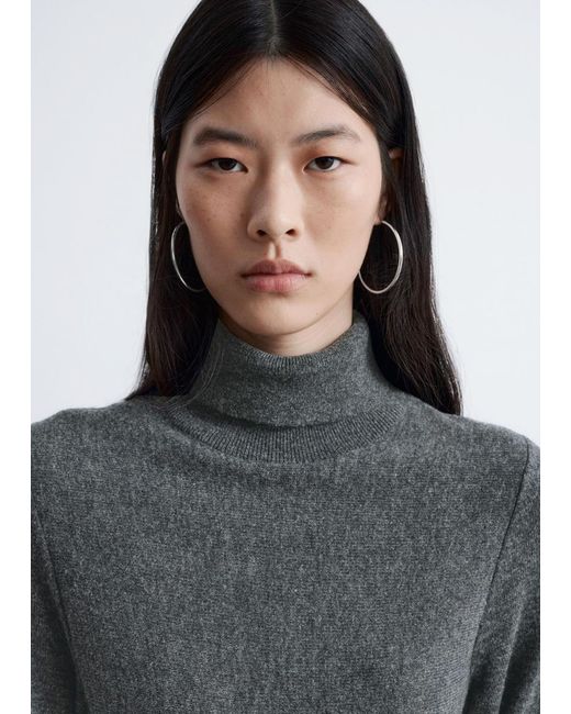 & Other Stories White Merino Wool Turtleneck Maxi Dress