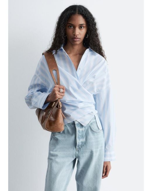 & Other Stories Blue Tie-Waist Cotton Shirt