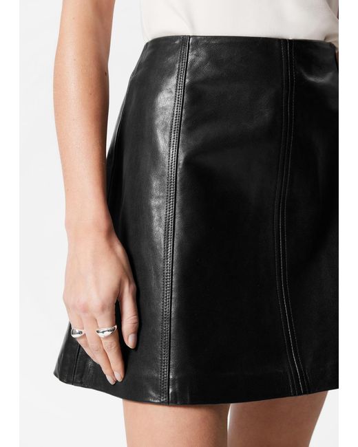 & Other Stories Black A-Line Mini Skirt