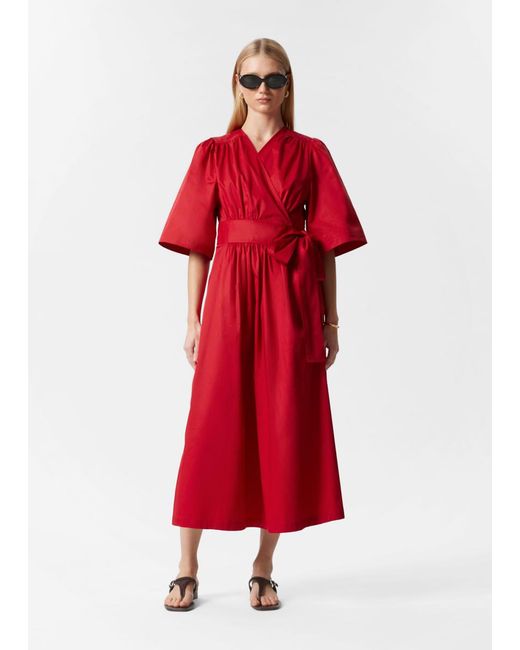 satin midi wrap dress other stories Midi Wrap Dress - Bright Blue