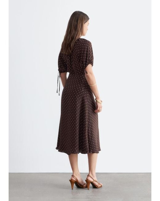 & Other Stories Brown Tie-Waist Midi Dress