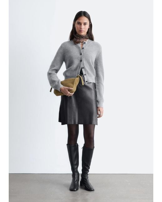 & Other Stories Gray Rib-Knit Cardigan