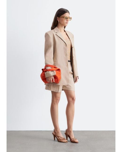 & Other Stories Natural Tapered Linen Blazer