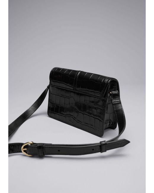 & Other Stories Gray Small Croco Leather Bag