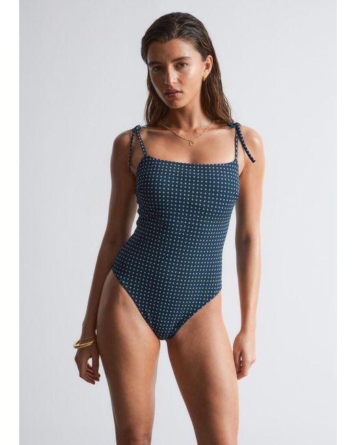 & Other Stories Blue Tie-Strap Swimsuit