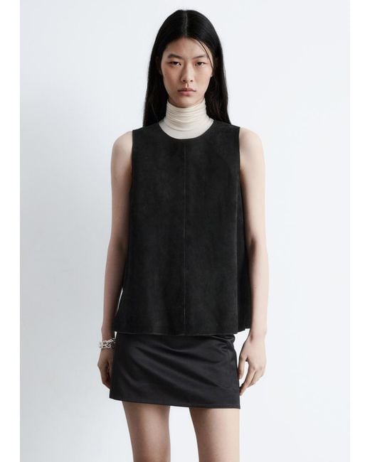 & Other Stories Black Oversized Suede Top