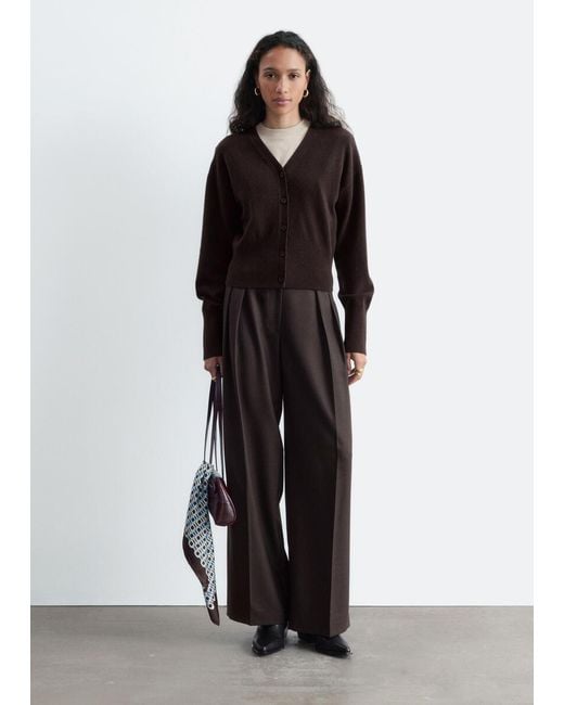 & Other Stories Black Wool Corset Rib Cardigan