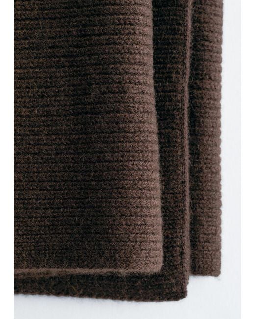 & Other Stories Brown Cashmere Knit Scarf