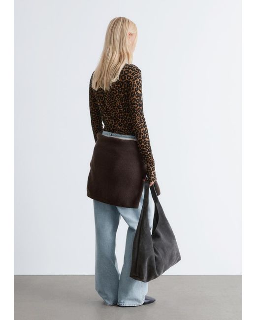 & Other Stories Brown Mock-Neck Top