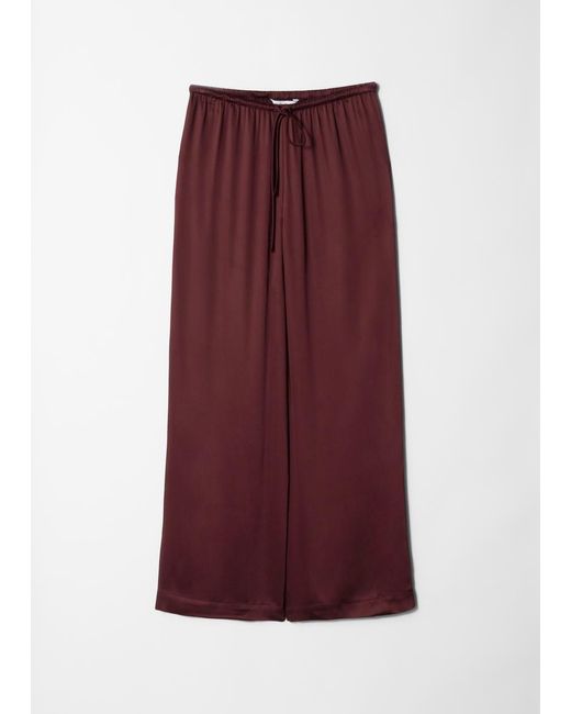 & Other Stories Red Drawstring Satin Trousers