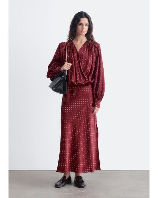 & Other Stories Red V-Neck Wrap Dress