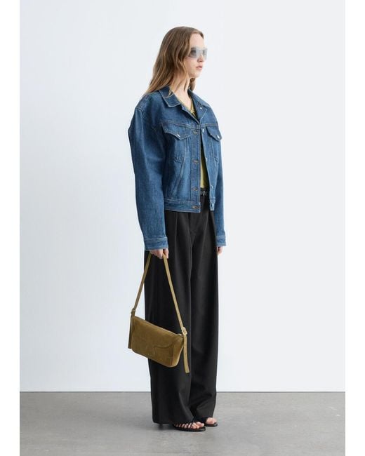 & Other Stories Blue Wool-Blend Tailored Trousers