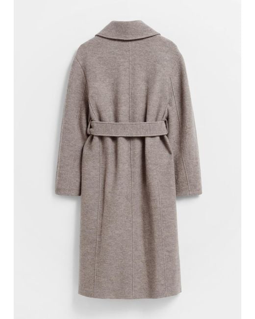 & Other Stories Multicolor Voluminous Belted Wool Coat
