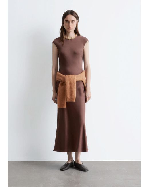 & Other Stories White Fitted Satin Maxi Dress