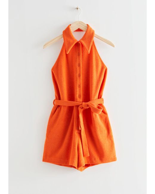 & Other Stories Terry Romper in Orange | Lyst