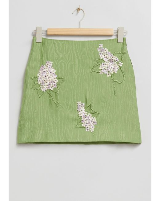 & Other Stories Green Textured A-line Mini Skirt