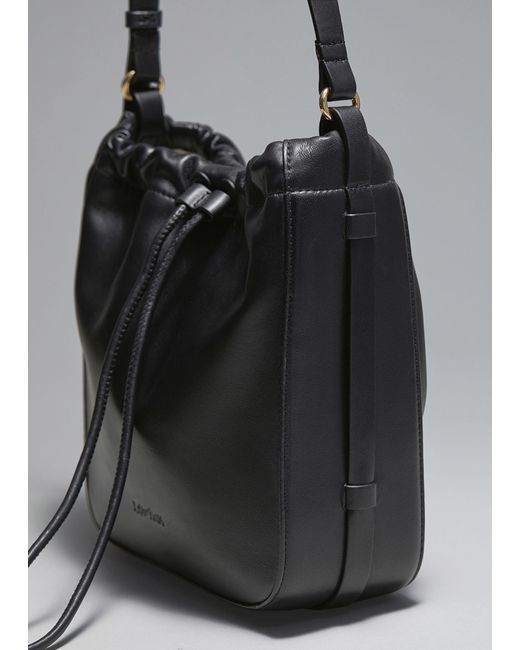& Other Stories Black Knotted Leather Bucket Bag