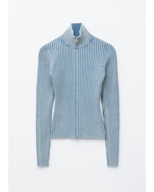 & Other Stories Blue Zip-Up Turtleneck Cardigan