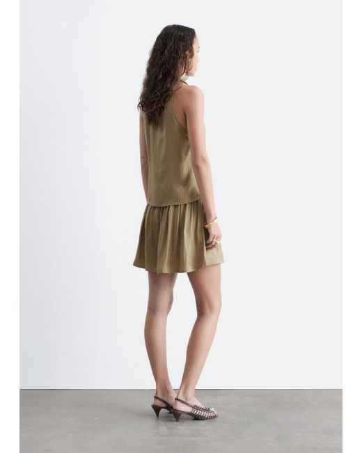 & Other Stories Natural Pleated Neck Wrap Top