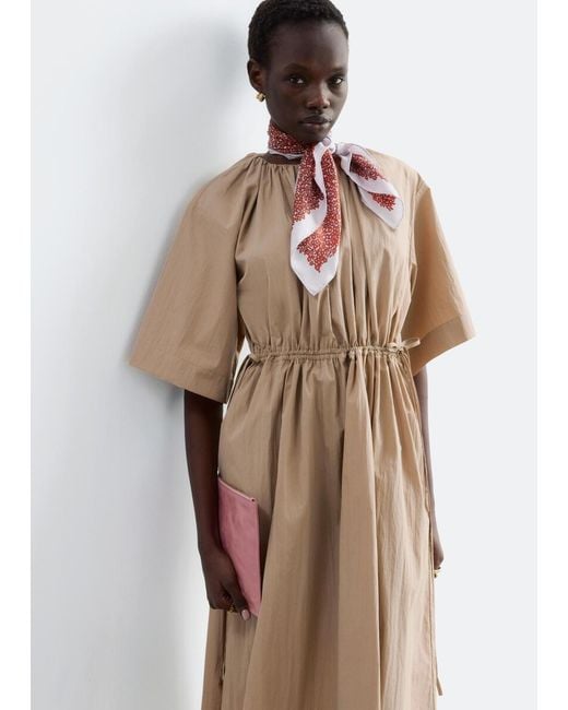 & Other Stories White Drawstring Midi Dress